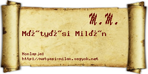 Mátyási Milán névjegykártya